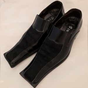 Zota Black Leather Dress Shoes With Pony Hair
